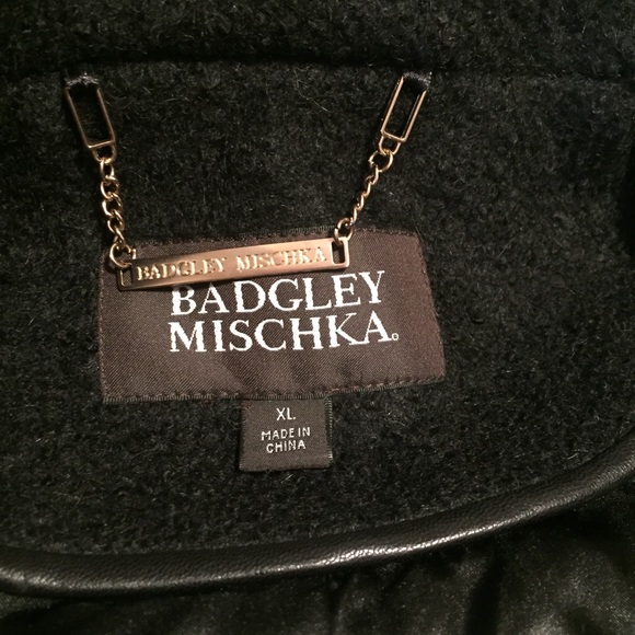 Badgley Mischka Wool & leather Coat Black XL(16) - Picture 11 of 16